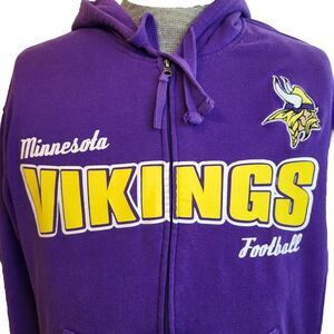 Minnesota‎ Vikings Hoodie Mens Large Purple Spell Out Full Zip GIII Hands High